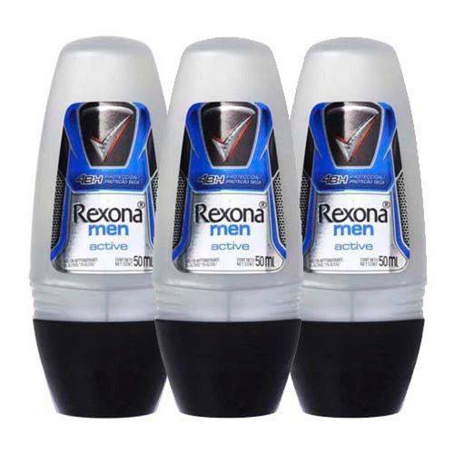 Desodorante Rexona Roll On Masculino Men Active 50ml Leve 3 Pague 2