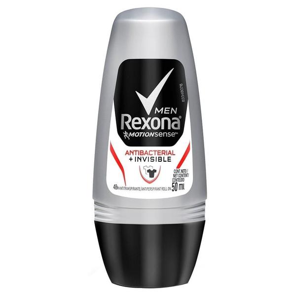 Desodorante Rexona Roll On Men Antibacterial Invisible 50ml - Rexona Fem