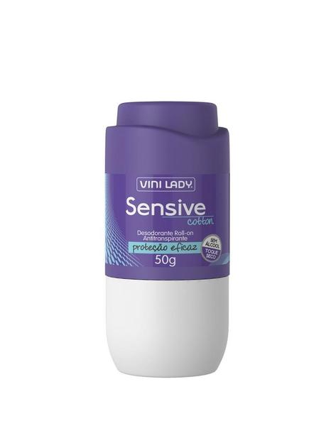 Desodorante Roll On Antitranspirante Sensive Cotton, Sem Álcool, Toque Seco 50gr - Vini Lady