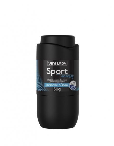 Desodorante Roll On Antitranspirante Sport Energy, Sem Álcool, Toque Seco 50gr - Vini Lady