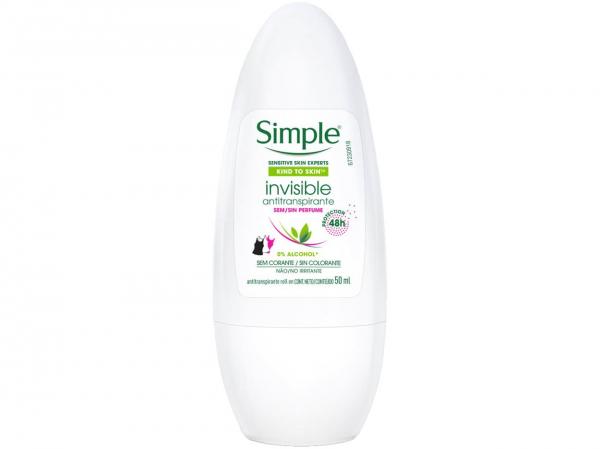 Desodorante Roll On Antitranspirante Unissex - Simple Kind To Skin Invisible 50ml