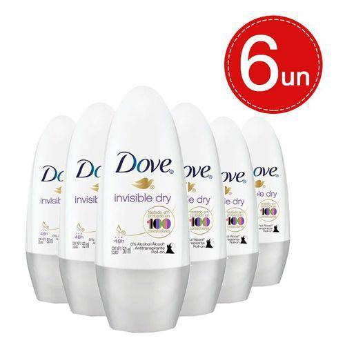 Desodorante Roll On Dove Invisible Dry 50ml 6 Unidades