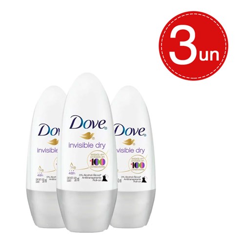 Desodorante Roll On Dove Invisible Dry 50Ml Leve 3 com 20% Off