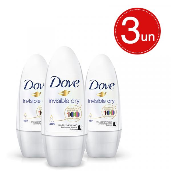 Desodorante Roll On Dove Invisible Dry 50ml Leve 3 Pague 2