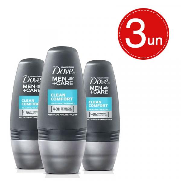 Desodorante Roll On Dove Men Clean Comfort 50ml - Leve 3 com 20% Off