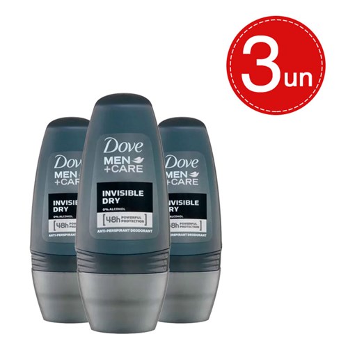 Desodorante Roll On Dove Men Invisible Dry 50Ml Leve 3 com 20% Off