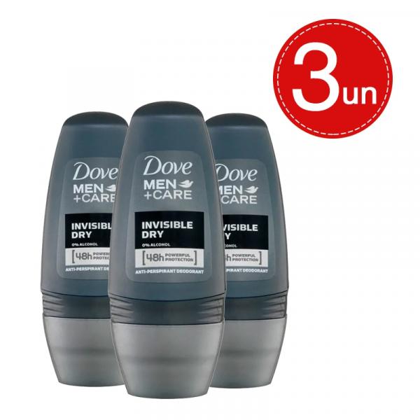 Desodorante Roll On Dove Men Invisible Dry 50ml Leve 3 Pague 2