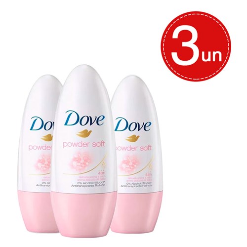 Desodorante Roll On Dove Powder Soft 50Ml Leve 3 com 20% Off