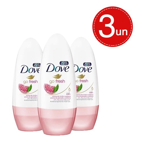 Desodorante Roll On Dove Romã 50Ml Leve 3 com 20% Off