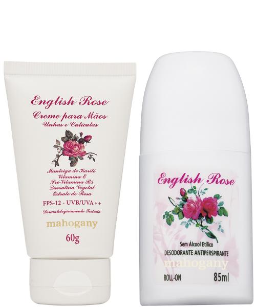 Desodorante Roll On English Rose 85ml + Creme para Mãos English Rose Mahogany 60g