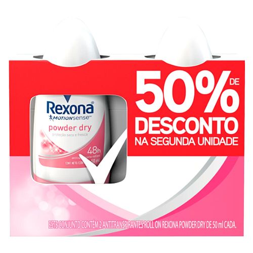 Desodorante Roll On Feminino Powder Rexona 50ml