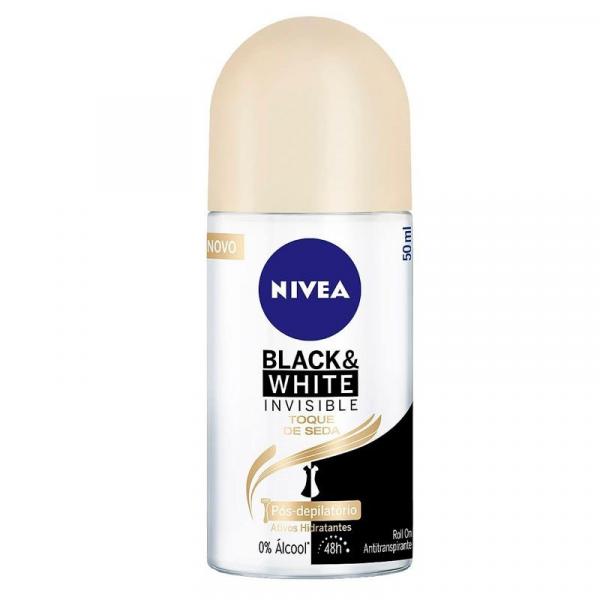 Desodorante Roll On Nivea Invisible Black White Toque de Seda 50ml - Nívea