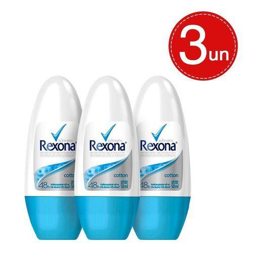 Desodorante Roll On Rexona Cotton 50ml Leve 3 Pague 2