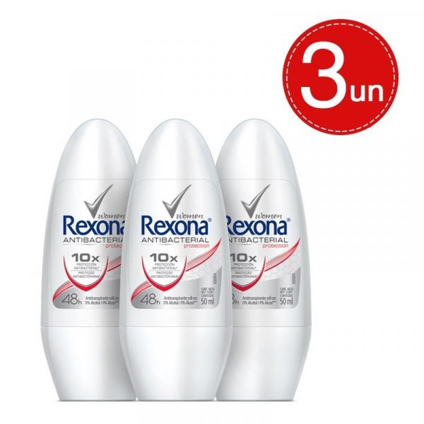 Desodorante Roll On Rexona Feminino Antibacteriano 50ml Leve 3 Pague 2