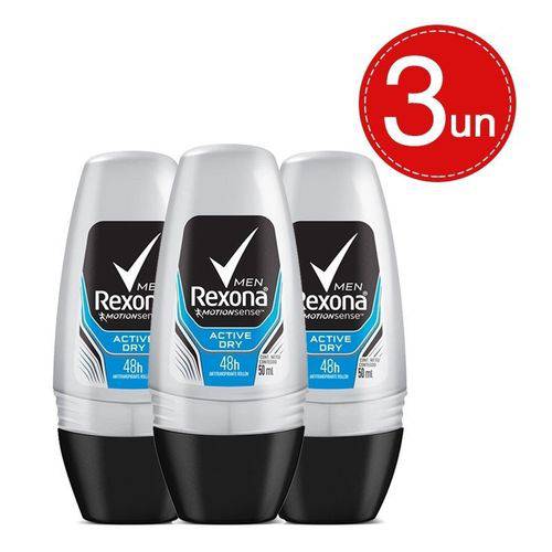 Desodorante Roll On Rexona Men Active Dry 50ml Leve 3 Pague 2