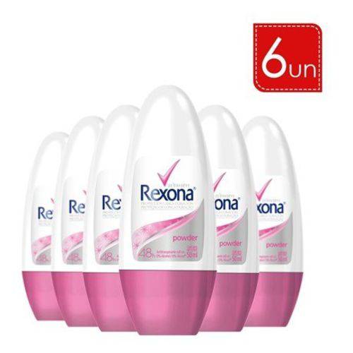 Desodorante Roll On Rexona Powder Dry 50ml 6 Unidades