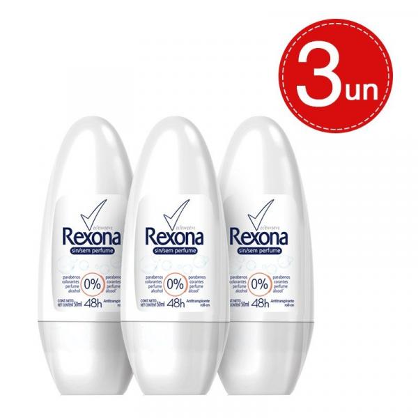 Desodorante Roll On Rexona Sem Perfume 50ml Leve 3 Pague 2