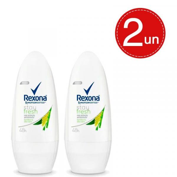 Desodorante Roll On Rexona Stay Fresh Bamboo e Aloe Vera 50ml Ganhe 50 Off na 2ª Unidade