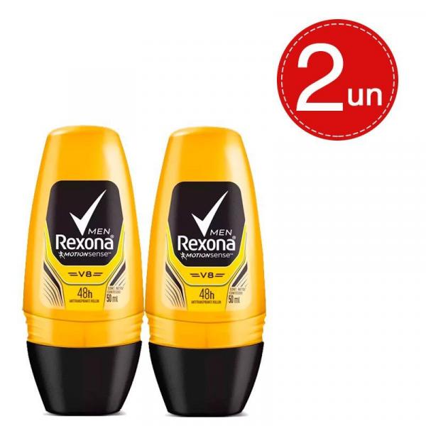 Desodorante Roll On Rexona V8 Masculino Amarelo 50ml Ganhe 50 Off na 2ª Unidade