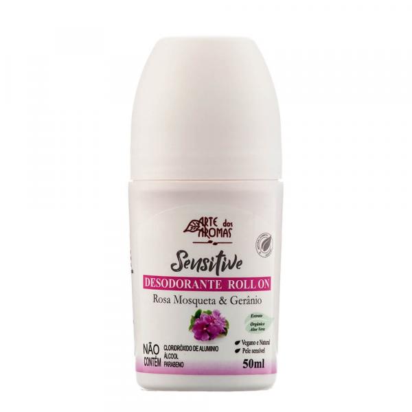 Desodorante Roll On Sensitive Rosa Mosqueta Gerânio 50ml Arte dos Aromas