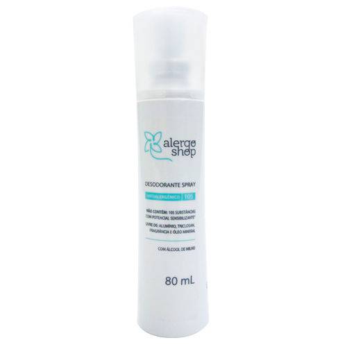 Desodorante Spray Sem Perfume Hipoalergênico 80ml Alergoshop