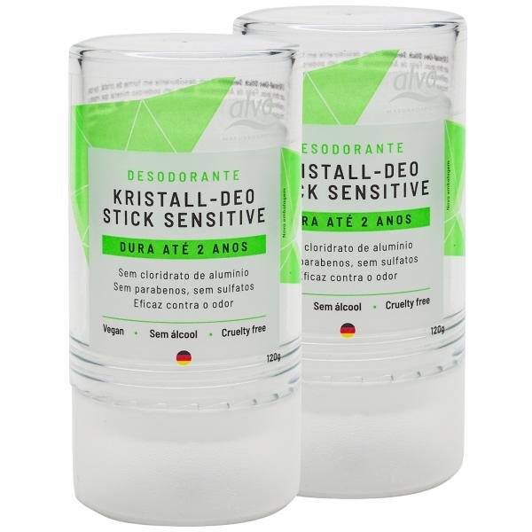 Desodorante Stick Kristall Sensitivo Vegano 120g Kit com 2 - Alva