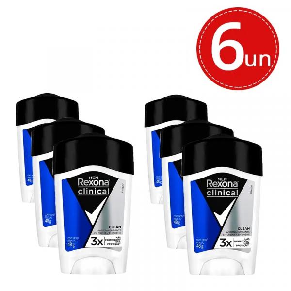 Desodorante Stick Rexona Clinical Creme Men 48g - 6 Unidades