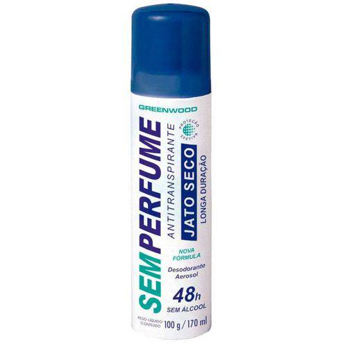 Desodorante Unissex Aerosol Antitranspirante Sem Perfume Jato Seco Greenwood 150ml