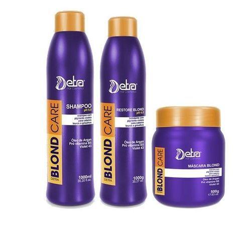Detra Blond Care Shampoo 1Lt + Restore 1Lt + Máscara 500g Gde - R