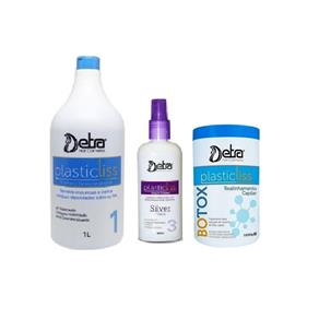 Detra Kit Redutor de Volume Plastic Liss - Shampoo 1lt + Spray 200ml + Redutor 1kg - R