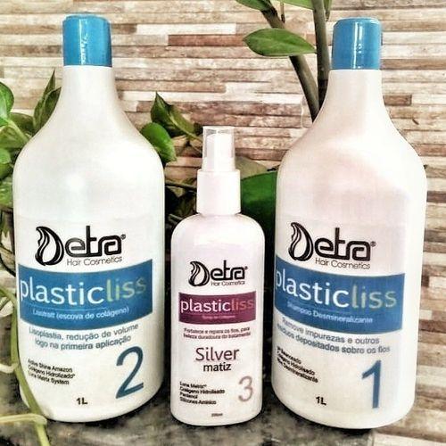 Detra Kit Redutor de Volume Plastic Liss - Shampoo 1lt + Spray 200ml + Redutor 1kg - R
