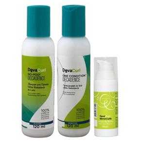 Deva Curl Decadence Kit Shampoo no Poo (120ml) e Condicionador One (120ml) e Sérum (50ml)