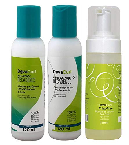 Deva Curl Decadence Kit Shampoo no Poo (120ml) e Condicionador One (120ml) e Volumizing Foam (150ml)