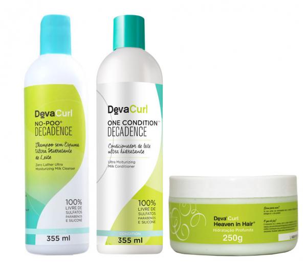 Deva Curl Decadence Kit Shampoo no Poo (355ml) e Condicionador One (355ml) e Máscara Heave (250ml)