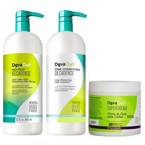 Deva Curl Decadence no Poo Shampoo (1000ml), Condicionador (1000ml) e Super Cream (500ml)