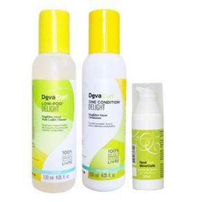 Deva Curl Delight Kit Shampoo Low Poo (120ml) e Condicionador One (120ml) e Sérum (50ml)