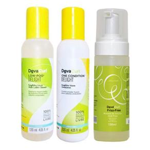 Deva Curl Delight Kit Shampoo Low Poo (120ml) e Condicionador One (120ml) e Volumizing Foam (150ml)