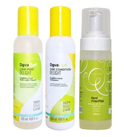 Deva Curl Delight Kit Shampoo Low Poo (120ml) E Condicionador One (120ml) E Volumizing Foam (150ml)