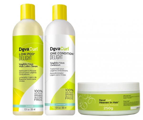Deva Curl Delight Kit Shampoo Low Poo (355ml) E Condicionador One (355ml) E Máscara Heave (250ml)