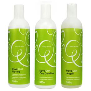 Deva Curl Kit Shampoo no Poo + Condicionador One Condition + Gel Condicionante Ativador de Cachos Curl Angell - 355ml + 355ml + 355ml