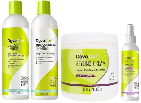 Deva Curl no Poo+ One Condition+ Styling Cream e Set It Free