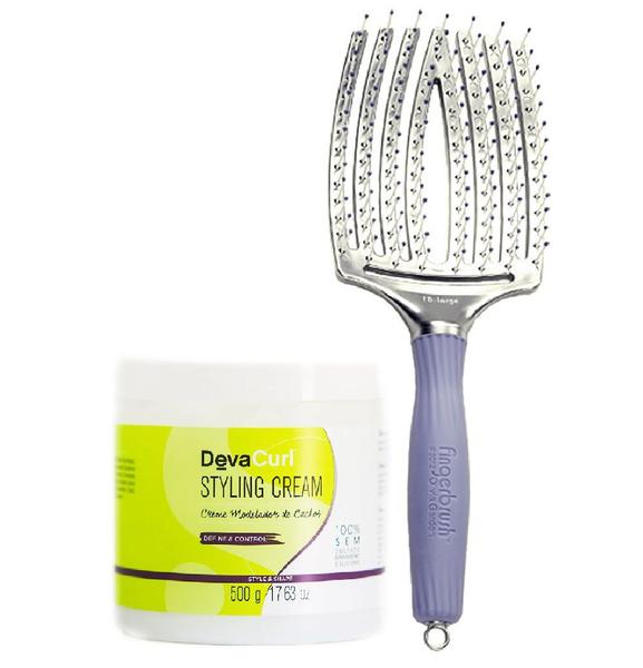 Deva Curl Styling Cream 500g e Escova Olivia Garden