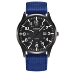 Men Boy Round Dial Nylon Strap Band Military Date Quartz Wrist Watch Gift