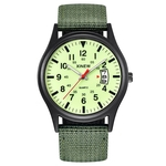 Round Dial Nylon Strap Band Men Boy Military Army Date Quartz Wrist Watch Gift