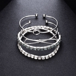 Women Gray White Diamonds Four-piece Set Bowknot Simple Elegant Bracelet Kit