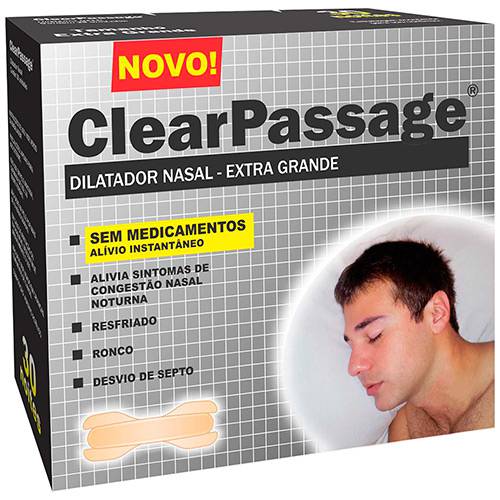 Dilatador Nasal Extra-Grande Bege C/ 30 Unidades - ClearPassage