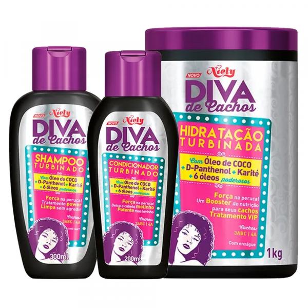 Diva de Cachos Turbinado Niely - Shampoo + Condicionador + Tratamento