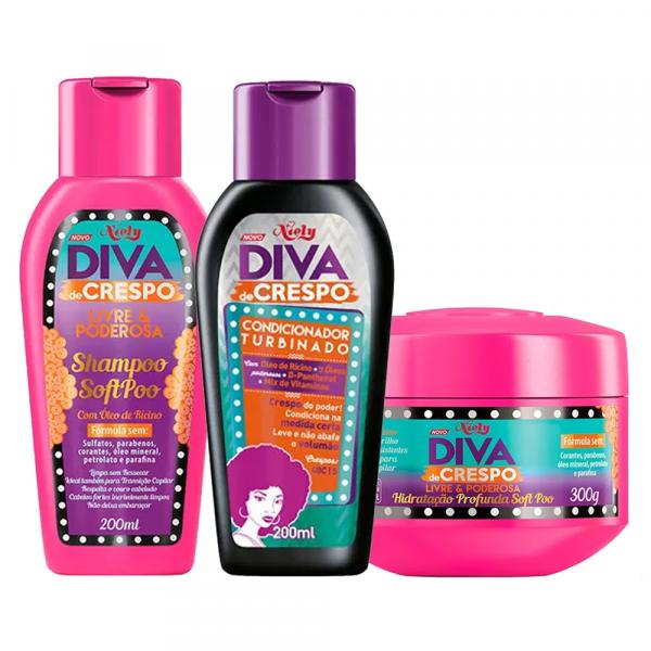 Diva de Crespo Soft Poo Niely - Shampoo + Condicionador + Tratamento