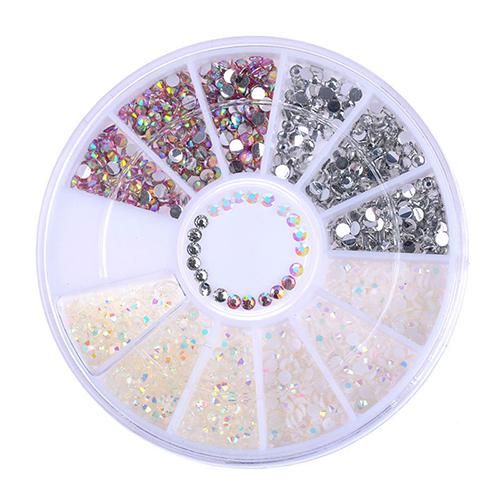 Diy 3d Nail Art Tips Encantos Decoração Rodada Roda de Cristal Glitter Pedrinhas