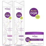 Doador de volume para os cabelos finos - Kit Anti-AGe - Shampoo 300ml Condicionador 300ml Mascara 250g